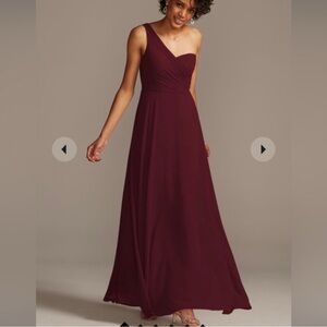 Elegant One-Shoulder Burgundy Dress